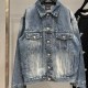 Balenciaga Back BB Graffiti Print Fashion Denim Jacket Blue Retro Style Man Jacket Coat High Quality Casual Men's Tops