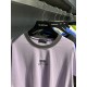 Balenciaga Summer  Oversize O-neck Front Embroider Double Ring Color Purple Middle Sleeve Casula Style High Quality Men's Women's Tops