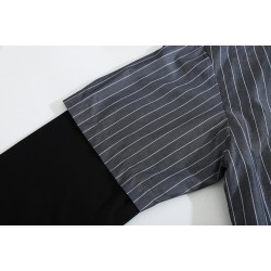 Balenciaga Spring Autumn Shirts Oversize V-neck Fake Two Black White Stripes Color Black Button Casual Style Men's Women's High Quality Tops