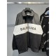 Balenciaga Spring Autumn Winter Oversize V-neck Front Print Sleeve Elastic Band Designer Black White Mixed Color Casual Style Male Female  Jacket Coat High Quality 