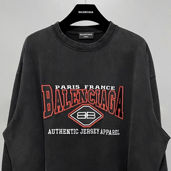 Balenciaga Spring Autumn Oversize Sweatshirt O-neck Embroider Color Black Fabric 100% Cotton Casual Style Male Famale High Quality Tops