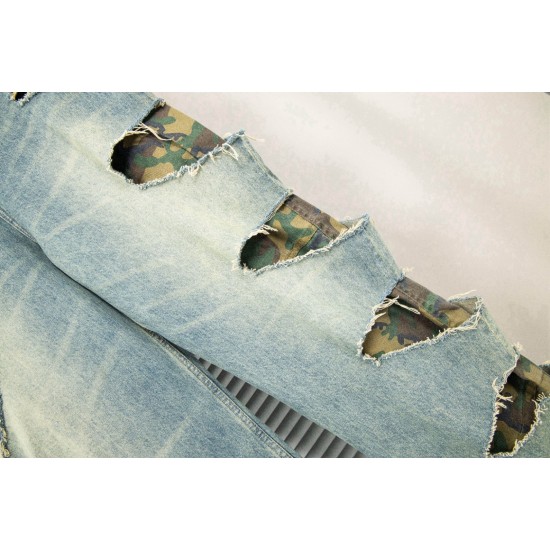 Balenciaga Oversize Long Pants Blue Jeans Camouflage Mixed Colors Retro Style Male Famale High Quality Pants