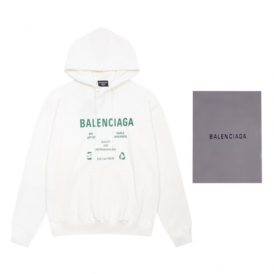 Balenciaga Autumn Winter Oversize Hoodies Front Print Color Black White Conton Casual Style Male Famale High Quality Tops