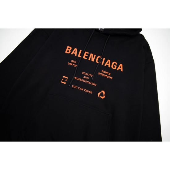 Balenciaga Autumn Winter Oversize Hoodies Front Print Color Black White Conton Casual Style Male Famale High Quality Tops