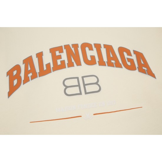 Balenciaga Autumn Winter Big Size Sweatshirt O-neck Front BB Print Color Beige Cotton Casual Style Male Famale High Quality Tops