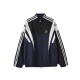 Balenciaga Spring Autumn Front Embroider Striped Mixed Colors Zipper Coat Men Women's Tops Sport Oversized Women Clothes