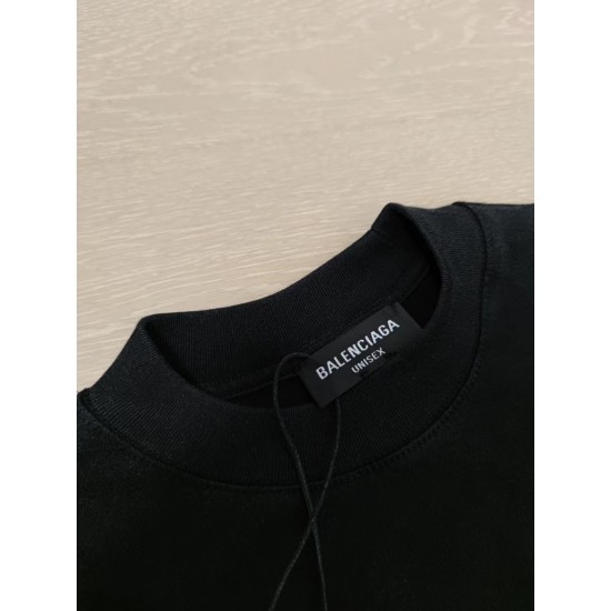 Balenciaga Spring Autumn Front BB Print Embroider Blue Plaid Mixed O Neck Pullover Long Sleeve Men Women's Tops