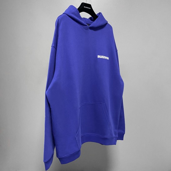 Balenciaga Autumn Winter Big Size Hoodies Front Back Logo Upside Down Color Blue Pockets Concise Style Male Famale High Quality Hoodies