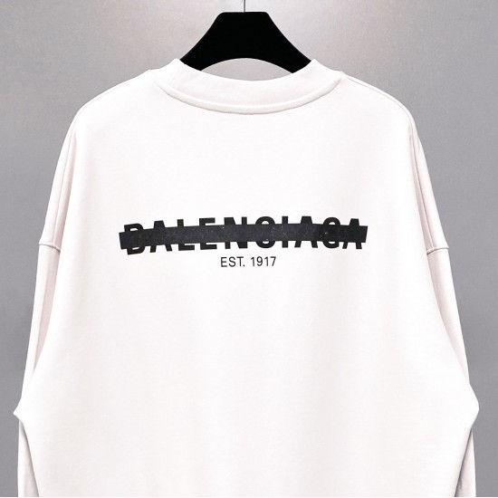 Balenciaga Autumn Winter Big Size Sweatshirt O-neck Print Adhesive Tape Ink Color Dark Green Fashion Casual Male Famale High Quality Tops