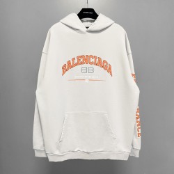 Balenciaga Autumn Winter Big Size Hoodies Front Sleeve Print Color Apricot Casual Style Male Famale High Quality Tops