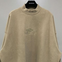 Balenciaga Autumn Winter Flock Front Open B Embroider O Neck Sweatshirt Men Women's Tops Oversized Women Clothes