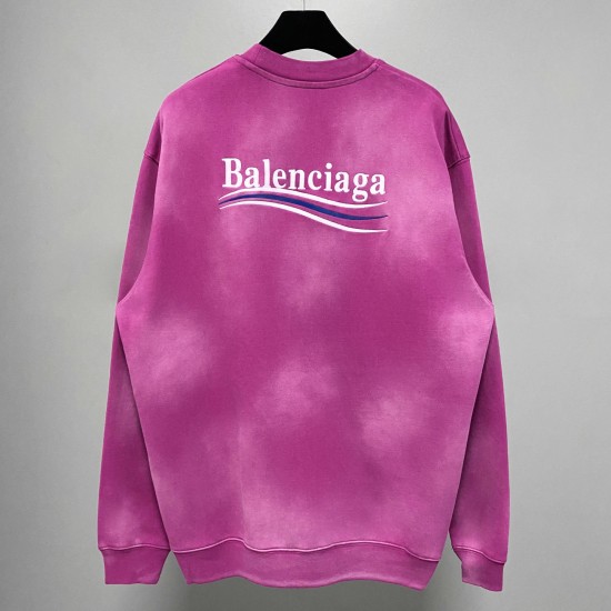 Balenciaga Autumn Winter Big Size Sweatshirt O-neck Front Embroider Color Purple Red Concise Casual Style Male Famale High Quality Tops