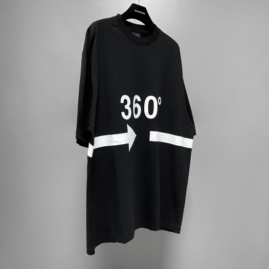 Balenciaga Summer T Shirt Oversize O-neck 360° Print Black White Mixed Colors Casual Style High Quality Male Famale Tops