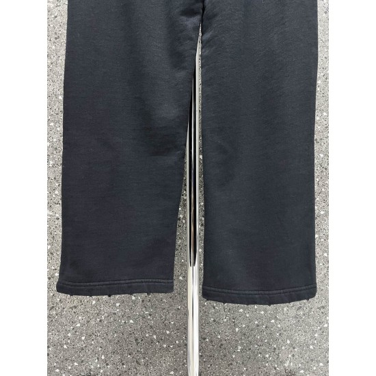 Balenciaga Autumn Winter Pull Tab BB Embroider Cotton Trousers Men Women's Short Plush Pants Big Sized Women Trousers