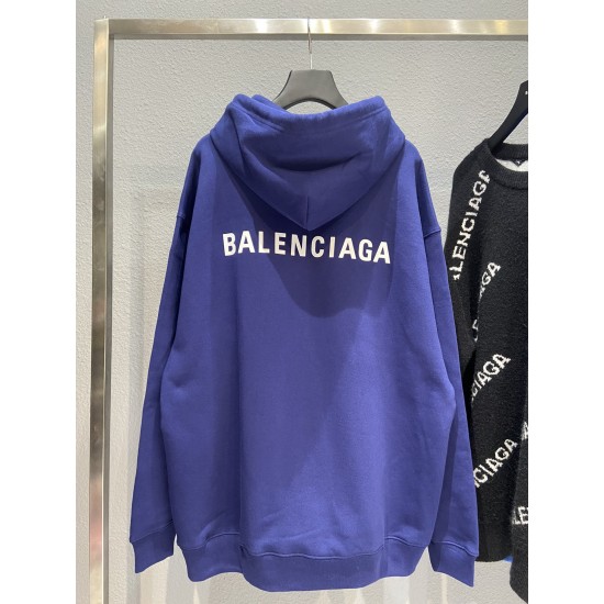 Balenciaga Front Back Logo Print Fleece Winter Autumn Classic Thinken OS Drop Sleeve Couples Hoodies