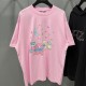 Balenciaga Multicolors Bear Logo Printing Back fashion Men Women Summer Big Size Short Sleeve T-shirt