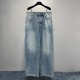 Balenciaga 2022 Couples Oversized Wide-leg Straight Jeans Blue Pants Girls Recommend Wearing Size XS 1