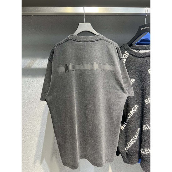 Balenciaga sealing strip EST.1917 Letter Print Short -sleeved LOGO OS Drop Shoulder Loose Oversized Spring Summer Couples T-shirts